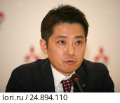 Пресс-конференция официального дистрибьютора автомобилей Mitsubishi на территории России -компании «ММС Рус» (Mitsubishi Motors). Президент и исполнительный директор ООО «ММС Рус» Накамура Наоя. (2017 год). Редакционное фото, фотограф Александр С. Курбатов / Фотобанк Лори
