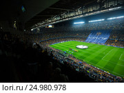 Football field and audience at stadium Nou Camp, Barcelona. Стоковое фото, фотограф Яков Филимонов / Фотобанк Лори