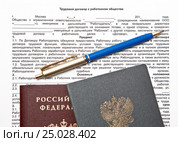 Оформление на работу. Документы с трудовым договором. Стоковое фото, фотограф Элина Гаревская / Фотобанк Лори