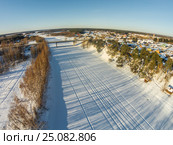 Вид с воздуха на реку Молога, рядом с деревней Фабрика. Стоковое фото, фотограф Илья Якунин / Фотобанк Лори