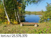 Село Даровое. Музей-усадьба Ф.М. Достоевского. Скамейка у "Маменькиного пруда" (2015 год). Редакционное фото, фотограф Зобков Юрий / Фотобанк Лори