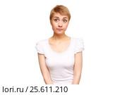 Portrait skeptical, upset young woman looking suspicious. Стоковое фото, фотограф Дубровская Татьяна / Фотобанк Лори
