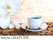 Black coffee and marshmallow. Стоковое фото, фотограф Феликс Хромых / Фотобанк Лори
