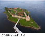 Aerial view on fortress Oreshek on island (2016 год). Стоковое фото, фотограф Михаил Коханчиков / Фотобанк Лори