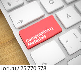 Compromising Materials - Message on the Red Keyboard Keypad. 3D. Стоковая иллюстрация, иллюстратор Илья Урядников / Фотобанк Лори