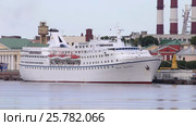 Круизное судно Ocean Majesty пришвартовано у набережной Лейтенанта Шмидта в Санкт-Петербурге (2016 год). Редакционное видео, видеограф Сергей Дубров / Фотобанк Лори