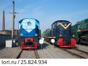 Грузопассажирский тепловоз ТЭ5-20 и американский тепловоз Да20-09 в Центральном музее октябрьской железной дороги. Санкт-Петербург (2016 год). Редакционное фото, фотограф Виктор Карасев / Фотобанк Лори