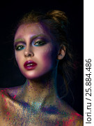 Portrait of young beautiful woman with modern fashion makeup. Стоковое фото, фотограф Людмила Дутко / Фотобанк Лори