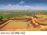 Garden On the top Sigiriya Rock Fortress, 5th Century Ruined Castle That Is Unesco Listed As A World Heritage Site In Sri Lanka. Стоковое фото, агентство BE&W Photo / Фотобанк Лори