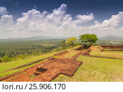Garden On the top Sigiriya Rock Fortress, 5th Century Ruined Castle That Is Unesco Listed As A World Heritage Site In Sri Lanka. Стоковое фото, агентство BE&W Photo / Фотобанк Лори