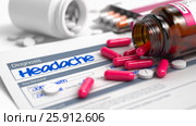 Headache - Inscription in Anamnesis. 3D Illustration. Стоковая иллюстрация, иллюстратор Илья Урядников / Фотобанк Лори
