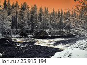 Зимний пейзаж. Река Понча. Россия. Республика Карелия. Стоковое фото, фотограф Наталья Осипова / Фотобанк Лори