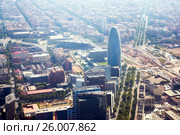 Residential area and Torre Agbar of Barcelona in Spain (2016 год). Стоковое фото, фотограф Яков Филимонов / Фотобанк Лори