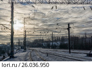 Октябрьская железная дороги в Петрозаводске зимой (2017 год). Стоковое фото, фотограф Sergei Gorin / Фотобанк Лори