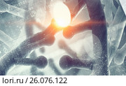 Nanotechnologies and DNA molecule research. Стоковая иллюстрация, иллюстратор Sergey Nivens / Фотобанк Лори