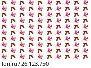 Georgievsky ribbon and red artificial flowers. Decorative seamless background. Стоковое фото, фотограф Михаил Яковлев (ktynzq) / Фотобанк Лори