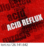 Modern medical concept: Acid Reflux on Red Brick Wall. Стоковая иллюстрация, иллюстратор Илья Урядников / Фотобанк Лори