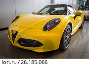 STUTTGART, GERMANY - MARCH 03, 2017: Sports car Alfa Romeo 4C Spider (Type 960), 2015. Europe's greatest classic car exhibition "RETRO CLASSICS" Редакционное фото, фотограф Sergey Kohl / Фотобанк Лори