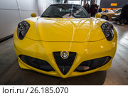 STUTTGART, GERMANY - MARCH 03, 2017: Sports car Alfa Romeo 4C Spider (Type 960), 2015. Europe's greatest classic car exhibition "RETRO CLASSICS" Редакционное фото, фотограф Sergey Kohl / Фотобанк Лори