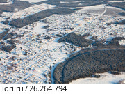 Село Угут, Сургутский район, Россия. Вид сверху (2017 год). Стоковое фото, фотограф Владимир Мельников / Фотобанк Лори