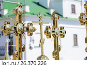 Golden Orthodox Christian crosses (2017 год). Стоковое фото, фотограф Владимир Белобаба / Фотобанк Лори