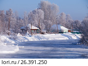 Altai russian country village Talitsa under winter snow on bank of river (2017 год). Стоковое фото, фотограф Сергей Пристяжнюк (Serg Zastavkin) / Фотобанк Лори