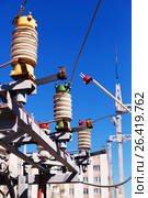 Electric equipment of power transformer substation (2017 год). Редакционное фото, фотограф Владимир Арсентьев / Фотобанк Лори