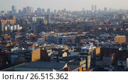 Panoramic view of Badalona and Barcelona in Sunny day (2017 год). Стоковое видео, видеограф Яков Филимонов / Фотобанк Лори