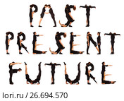 people forming PAST PRESENT FUTURE. Стоковое фото, фотограф Tatjana Romanova / Фотобанк Лори