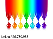Капли всех цветов радуги на белом фоне. Rainbow color drops on white. Стоковая иллюстрация, иллюстратор Анастасия Некрасова / Фотобанк Лори