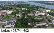 Панорама Череповца в центральной части, вид сверху (2017 год). Стоковое видео, видеограф Кекяляйнен Андрей / Фотобанк Лори