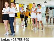 Smiling kids are dancing tango. Стоковое фото, фотограф Яков Филимонов / Фотобанк Лори
