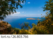 View of Mirabello Bay and Pseira Island, Sitia, Crete, Greece (2017 год). Стоковое фото, фотограф photoff / Фотобанк Лори