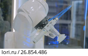 Close up shot of robot head, which can sort waste for recycling purposes. Стоковое видео, видеограф Aleksey Popov / Фотобанк Лори