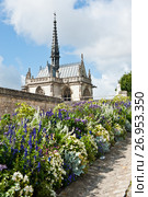 Вид на часовню замка Амбуаз (фр. château d'Amboise). Департамент Эндр и Луара. Францияз (2017 год). Редакционное фото, фотограф E. O. / Фотобанк Лори