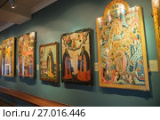 KOSTROMA, RUSSIA - MAY 06, 2017: Collection of ancient Russian orthodox icons in the Ipatiev Monastery. Редакционное фото, фотограф Юлия Бабкина / Фотобанк Лори