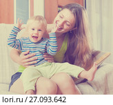 Portrait of happy woman with toddler. Стоковое фото, фотограф Яков Филимонов / Фотобанк Лори