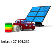 Red electro car on white background. Isolated 3D illustration. Стоковая иллюстрация, иллюстратор Ильин Сергей / Фотобанк Лори