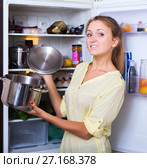 Housewife posing with soup. Стоковое фото, фотограф Яков Филимонов / Фотобанк Лори