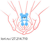concept of child protection toy bear. Стоковая иллюстрация, иллюстратор Седых Алена / Фотобанк Лори