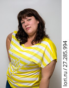 portrait of young attractive plump woman. Стоковое фото, фотограф Михаил Коханчиков / Фотобанк Лори