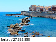 Ortigia coast, Syracuse, Sicily, Italy. (2017 год). Стоковое фото, фотограф Юрий Брыкайло / Фотобанк Лори