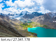 Landscape with mountain lake Ala-Kul, Kyrgyzstan (2016 год). Стоковое фото, фотограф Валерий Смирнов / Фотобанк Лори