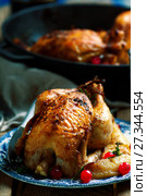 Cranberry apple stuffed cornish hens. Стоковое фото, фотограф Зоряна Ивченко / Фотобанк Лори