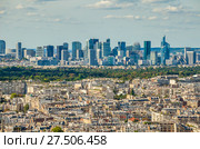 Aerial view of La Defense financial district in Paris. Стоковое фото, фотограф Сергей Цепек / Фотобанк Лори