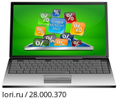 Laptop Computer with Cyber Monday Sale - 3D illustration. Стоковое фото, фотограф . . / PantherMedia / Фотобанк Лори