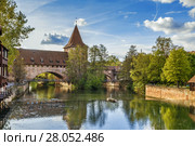 Chain Bridge, Nuremberg, Germany (2017 год). Стоковое фото, фотограф Boris Breytman / Фотобанк Лори