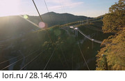 Unique SKYPARK AJ Hackett Sochi, Ahshtyrskaya gorge in the Mzymta river valley (2017 год). Стоковое видео, видеограф Ирина Мойсеева / Фотобанк Лори