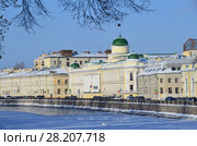 Россия, Санкт-Петербург, набережная реки Фонтнки зимой в ясный морозный день (2018 год). Стоковое фото, фотограф Овчинникова Ирина / Фотобанк Лори