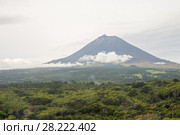 Aerial view from the plane to Mount Pico, Pico Island, Azores (2012 год). Стоковое фото, фотограф Юлия Бабкина / Фотобанк Лори